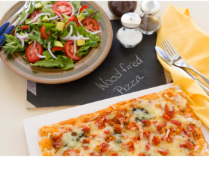 salad and pizza