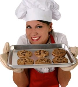Happy Mother Baking Chocolate Chip Cookies