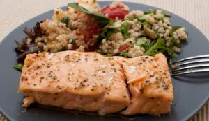salmon and brown rice