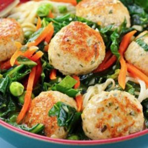 Dinner Thyme, turkey meatballs, noodles and veggies